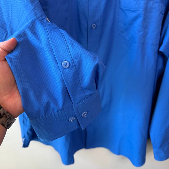 Columbia Men's PFG Tamiami II Long Sleeve Button Shirt Blue Size 4X - Picture 3 of 7